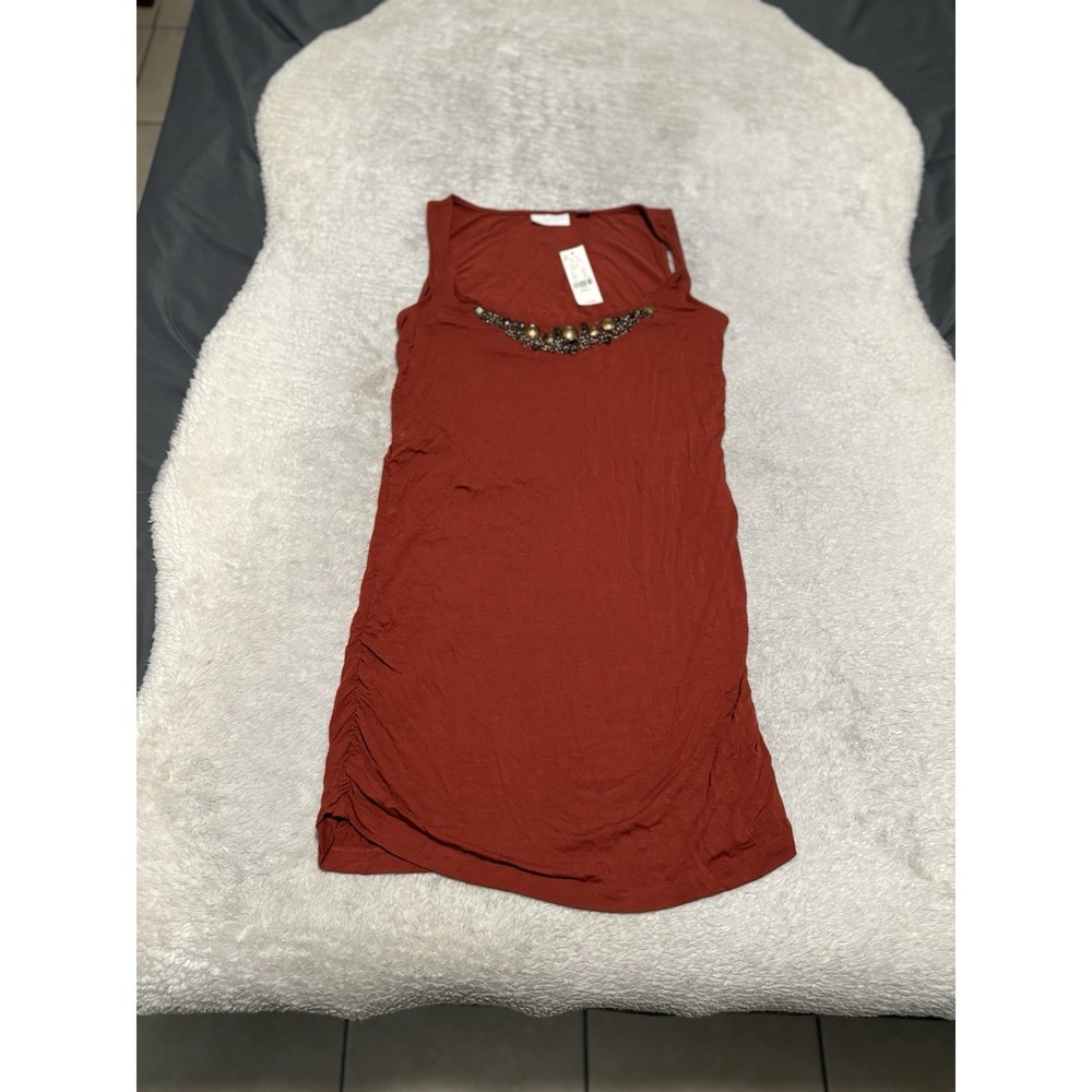 New York And Company Women's Red Tank Top Long Shirt Size Small Stretch